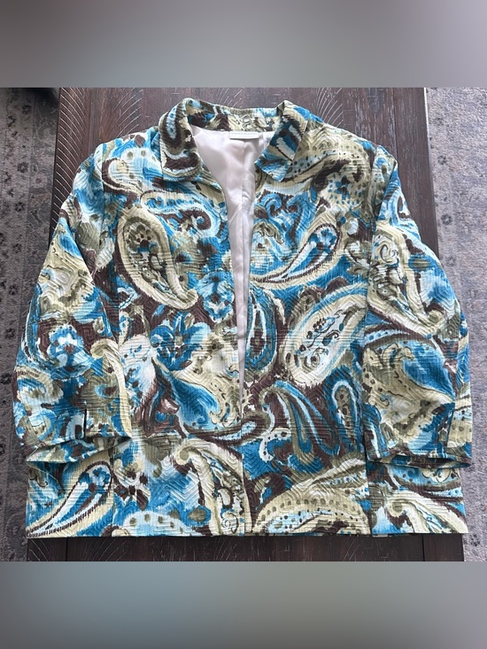 Alfred Dunner Jackets & Blazers - Alfred Dunner Plus Size Blue & Brown Paisley Blazer - Size 20
